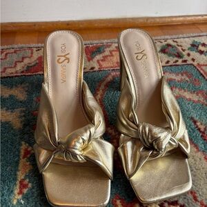 Yosi Samra Metallic Gold Mules